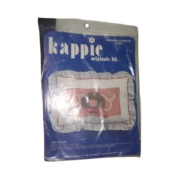 Kappie Originals LTD 1982 Chicken Scratch C1604 Joy Pillow 13"x18" Vintage - Picture 1 of 3